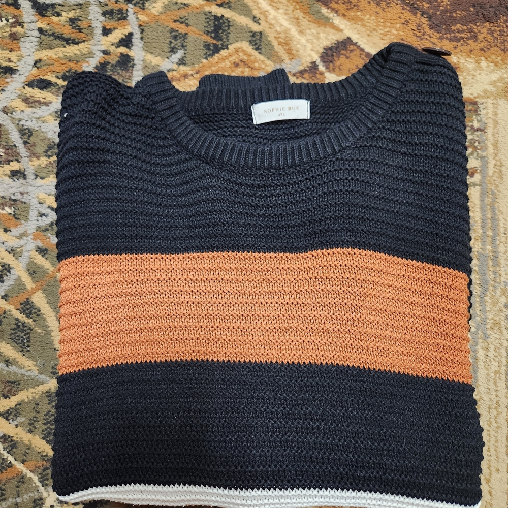 Sophie Rue Black, White, and Brown Striped Sweater - Picture 6 of 6